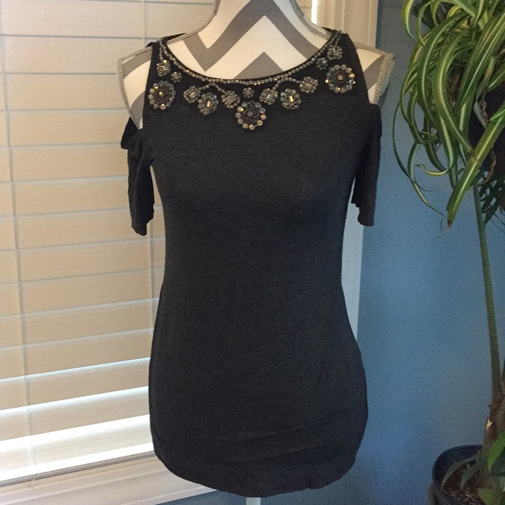 Bailey 44 embellished cold shoulder top